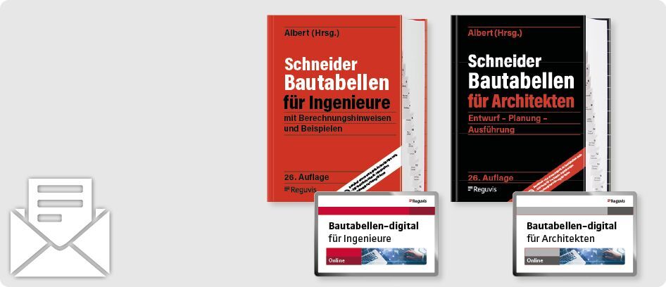 Newsletteranmeldung Schneider Bautabellen für Architekten